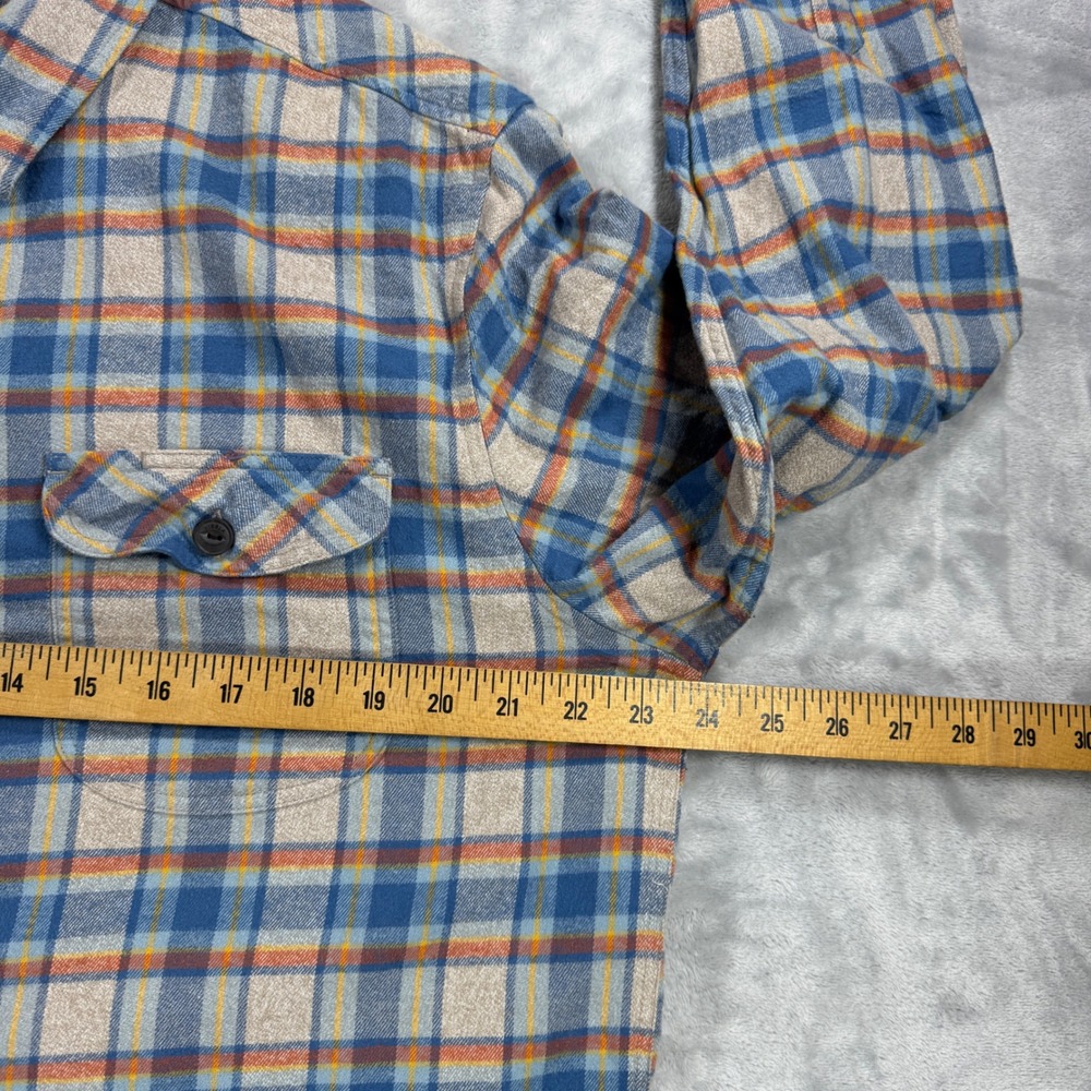 VISSLA Central Coast ECO Flannel Shirt Mens XL Blue Orange Organic Cotton Plaid - Picture 9 of 13